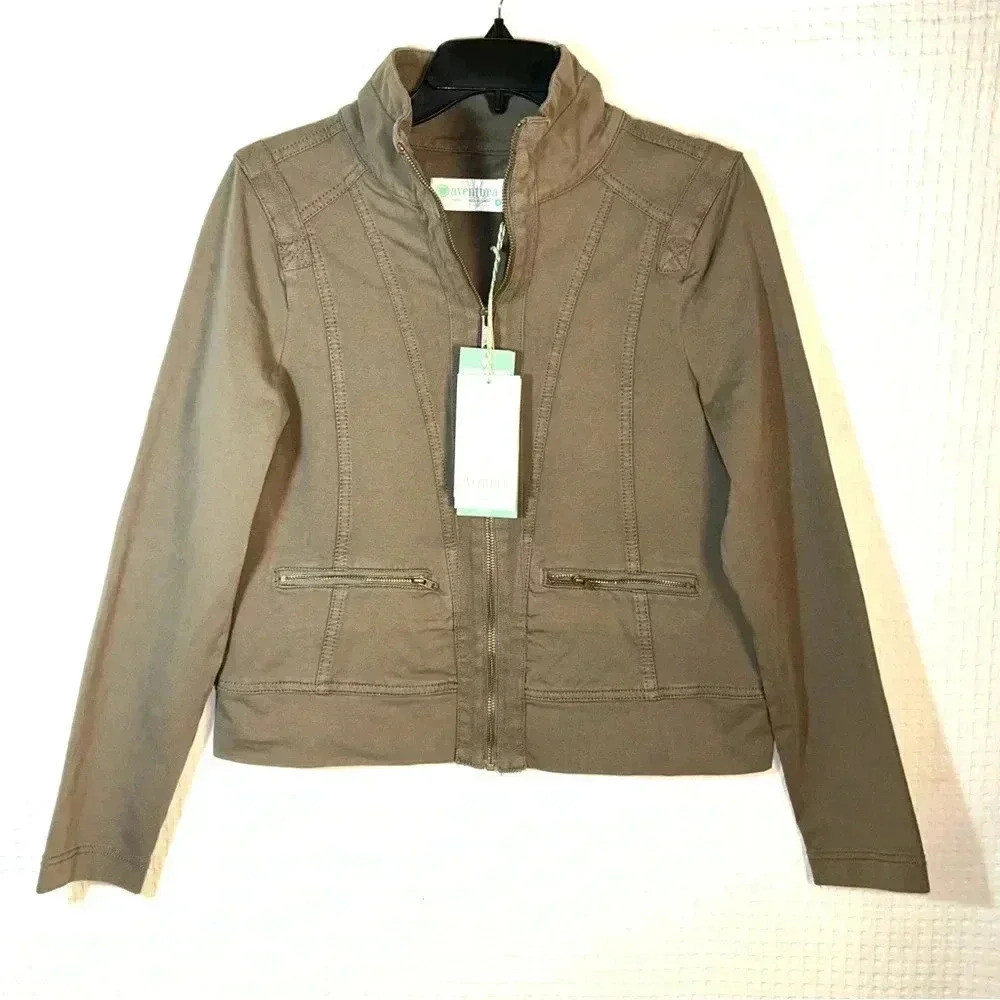NEW Aventura Womens Small Harper Jacket Moto Zip Gunmetal Grayish Brown Taupe